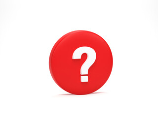 3D rendering, 3D illustration. Question mark icon isolated on white. Business support. FAQ and QA concept.