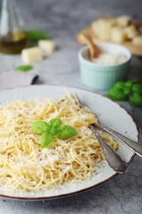 Spaghetty with italian cheese pecorino romano