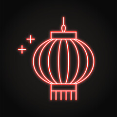 Chinese lantern neon icon in line style