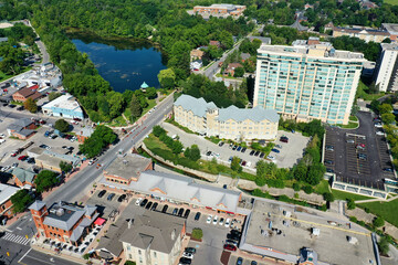 Aerial view of Milton, Ontario, Canada on fine spring day