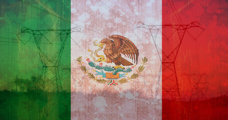 Naklejka premium Image of flag of mexico over pylons