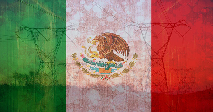 Naklejka Image of flag of mexico over pylons