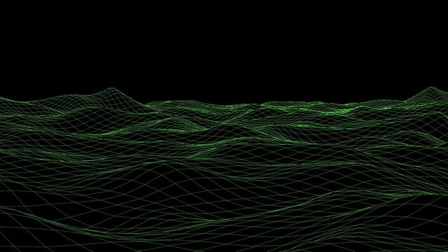 changing colour Wave wireframe on black background.