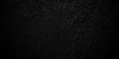 Dark Black stone crackts grunge wall concrete texture backdrop background anthracite panorama. Panorama dark grey black slate background or texture.	
