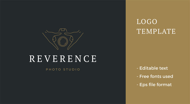 Minimalist professional photographer business card abstract decorative design line logo vector