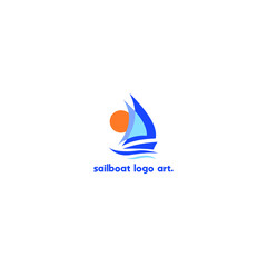 sailboat vector logo design with abstract style