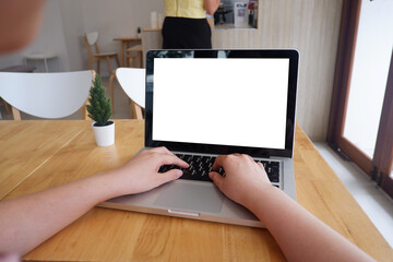 Cropped shot view of office desk table office equipment, labtop, tablet and other office supplies on the modern space, flat lay.