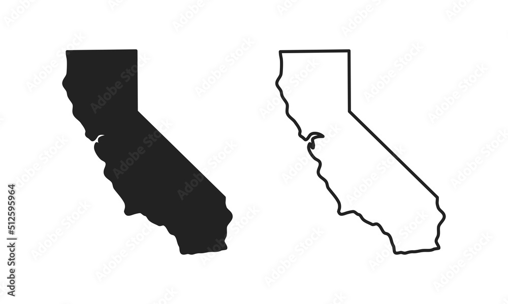 Wall mural california outline state of usa. map in black and white color options. vector illustration..