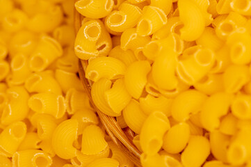 Pasta made from durum wheat. Close-up, selective focus