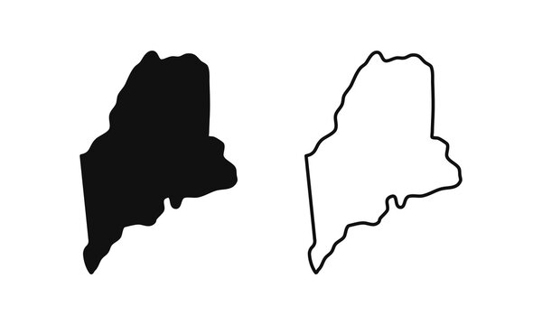 Maine outline state of USA. Map in black and white color options. Vector Illustration..