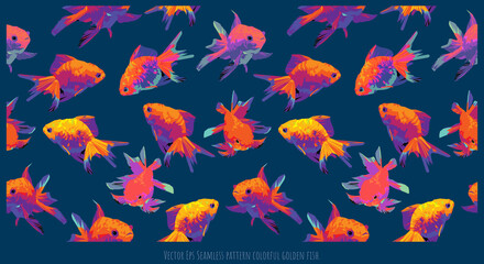 Vector Eps Seamless pattern colorful golden fish.