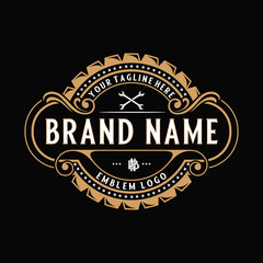 vintage luxury logo. decoration, ornament line, barber shop design, salon, boutique, hotel, shop signboard.