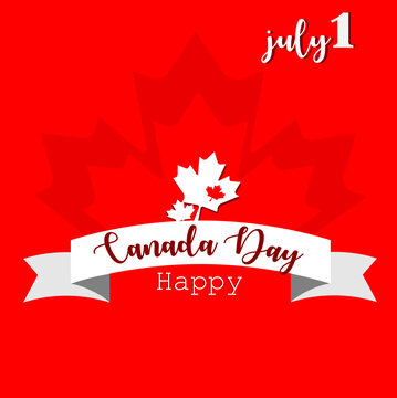 Canada Independence Day greeting card - Canadian maple leaf, Happy Canada Day, July 1st   holiday celebration