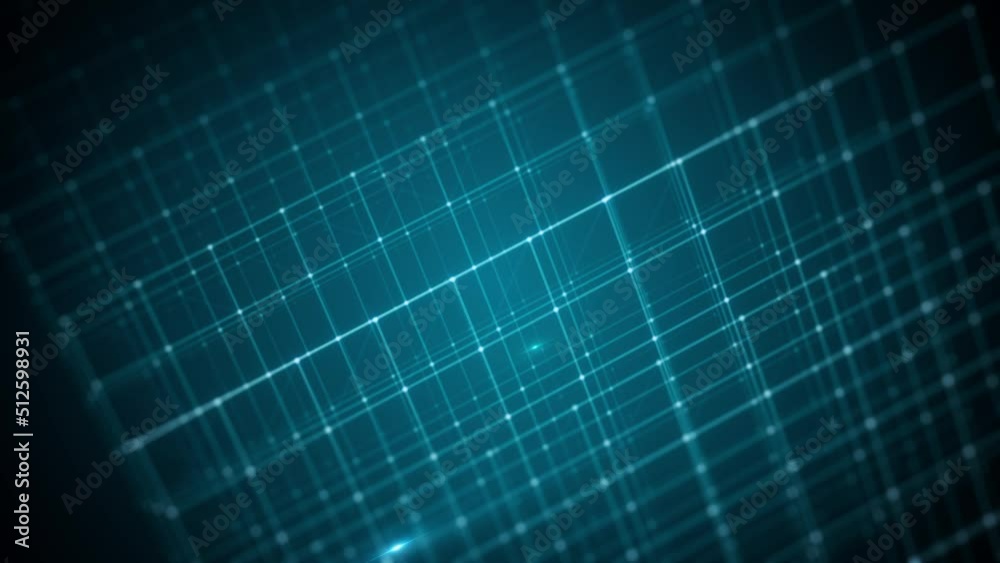Poster Abstract Technology Background With Grid Data Zooming In Loop/ 4k animation of an abstract minimal technology background with data grid and lines and outlined cube zooming in seamless looping