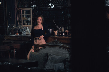 Fototapeta na wymiar portrait of a woman in a night club