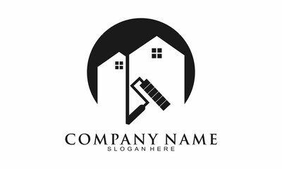 Minimalist house painting icon logo
