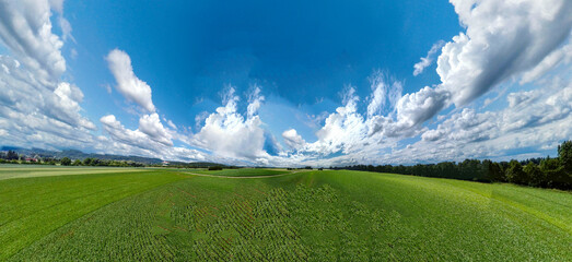 Landscape photos in the Bavarian Forest with fascinating clouds and blue sky