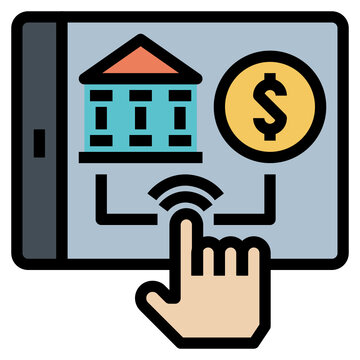 online banking app icon with finger touch