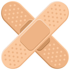 Two medical adhesive bandages making a cross