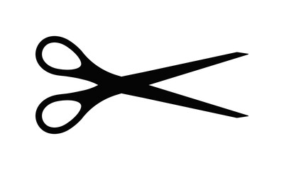 Scissors black silhouette icon isolated on white background. Simple design vector illustration.