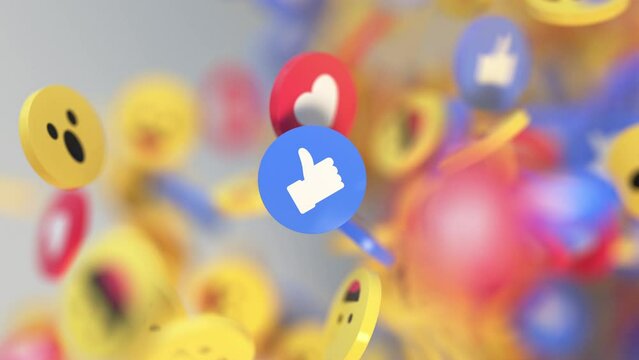 Social media unique design emojis and likes 3D animation