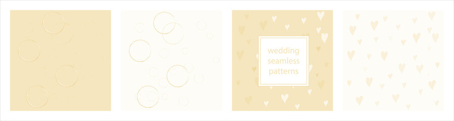 Hearts and round backgrounds set. Vector seamless texture. Love pattern for Wedding, St. Valentine's Day, etc.
