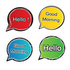 Set of  message labels with 4 colors, namely yellow, blue, red and green.