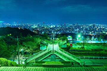 竜王公園から眺める広島市の夜景(広島県広島市西区竜王町)