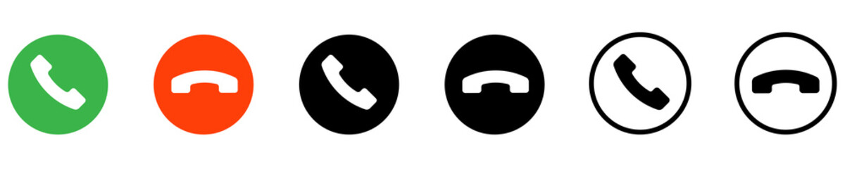 Accept call rejection icons set. Isolated on a white background. Vector illustration eps10
