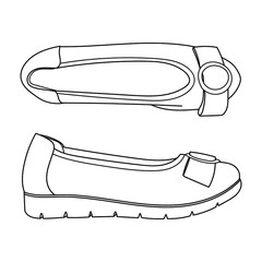 Women's low summer shoes ballerina. Vector doodle illustration