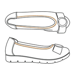 Women's low summer shoes ballerina. Vector doodle illustration