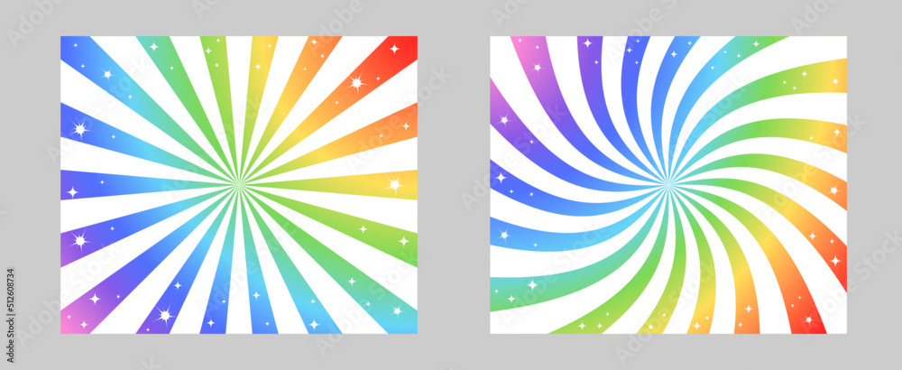 Aufkleber solar explosion sun burst effect. vector sunburst wallpaper. rainbow color burst set of 2 sun rays b