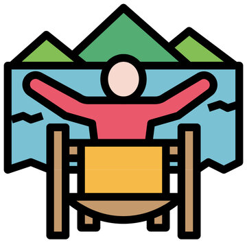 person relaxing chair mountains background clip art preview