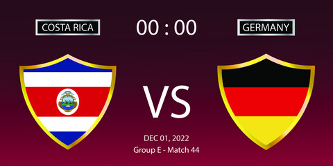 Soccer world cup 2022. Costa Rica vs Germany. Group stage match 44. Vector illustration. eps 10