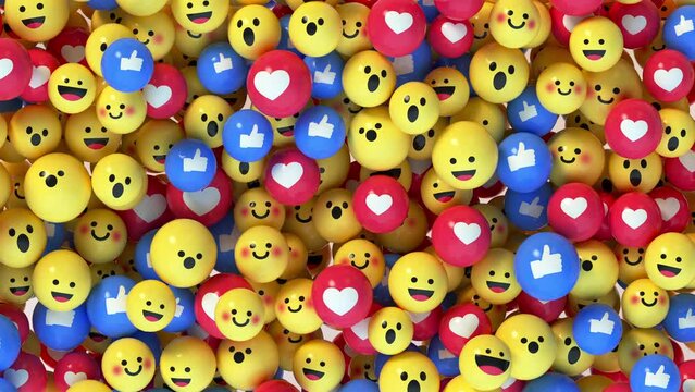 Social media unique design emojis and likes 3D animation