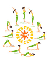 Sun Salutation Surya Namaskar yoga poses