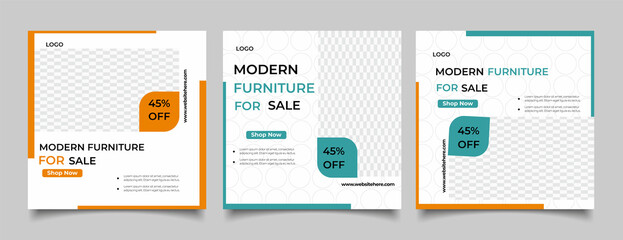 Modern furniture social media post template 
