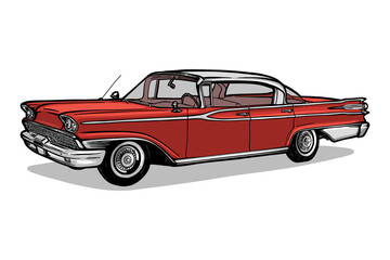 Plakat Old vintage american car - vector illustration