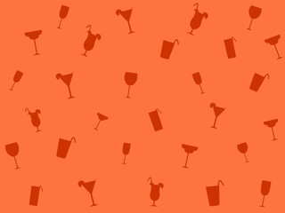 orange background with silhouettes of cocktails