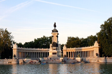 Fototapeta na wymiar Alfonso XII monument in El Retiro park in Madrid, Spain. Front view.