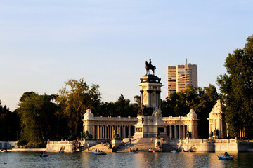 Fototapeta na wymiar Alfonso XII monument in El Retiro park in Madrid, Spain.