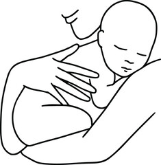 Mom and newborn line art. Women with baby. Female line drawing. Mother and baby silhouettes. Breastfeeding art. Vector illustration