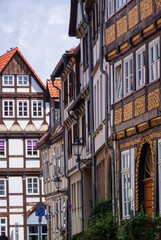 Fototapeta na wymiar Romantische Fachwerkbauten in der Altstadt von Hameln