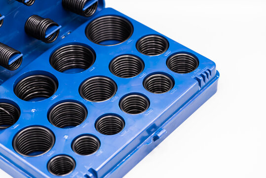 Hydraulic O-ring box set on white background.