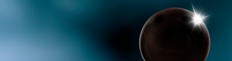 Schwarze Kugel vor blauem Hintergrund