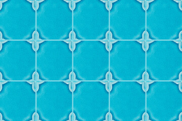 Fototapeta premium Turquoise geometric background pattern. Ceramic wall tiles design. Illustration background pattern. Geometric decoration for the floor