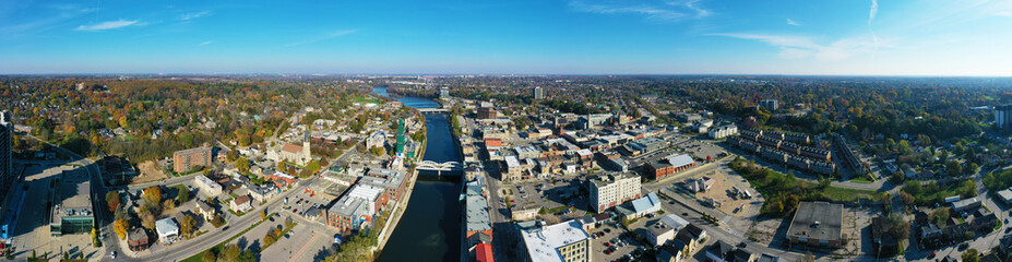 Aerial panorama of Cambridge, Ontario, Canada in autumn - 512620132
