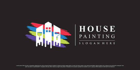 Obraz premium Paint house logo design inspiration with creative element Premium Vector