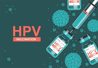HPV -Human papillomavirus vaccine illustration with a syringe.  - obrazy, fototapety, plakaty