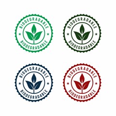 Bioplastic. 100% Biodegradable icon. Round and green symbol.